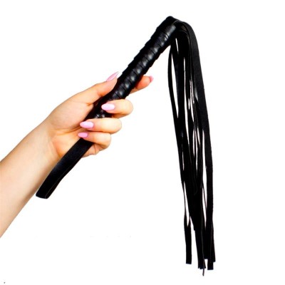 fouet en cuir 45 cm Noir