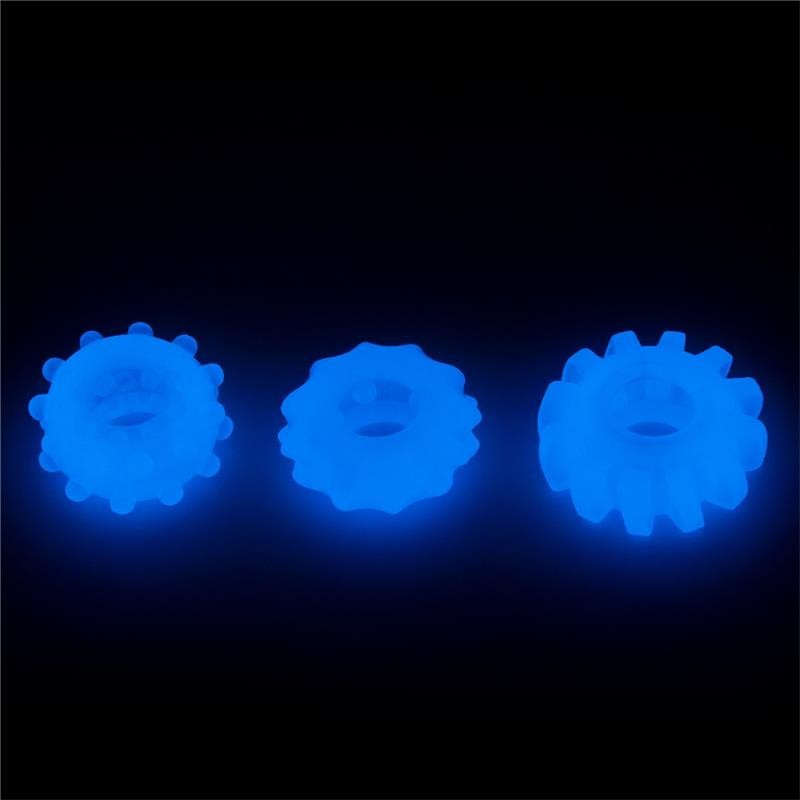 Lumino play Set 3 Anneaux pour pénis lumière bleu