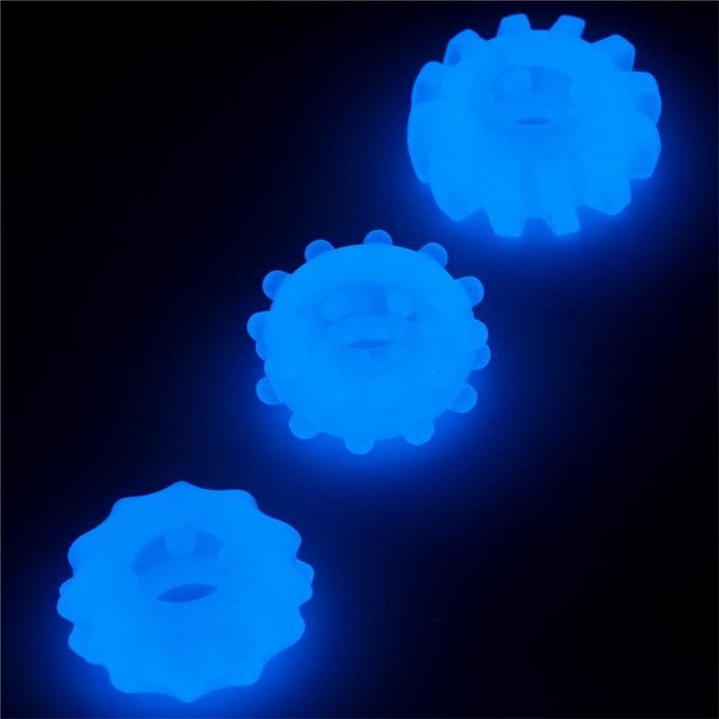 Lumino play Set 3 Anneaux pour pénis lumière bleu