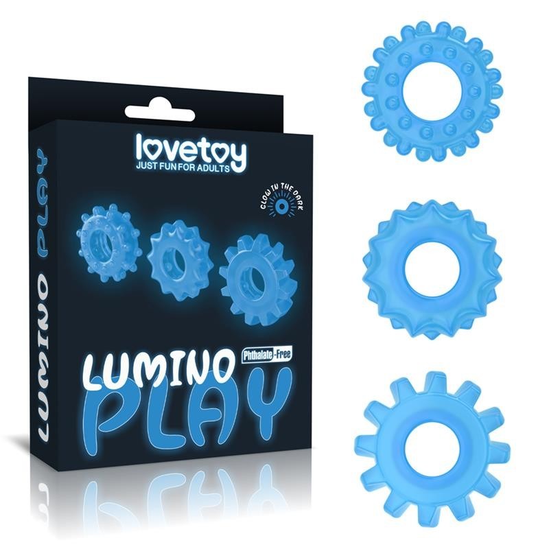 Lumino play Set 3 Anneaux pour pénis lumière bleu