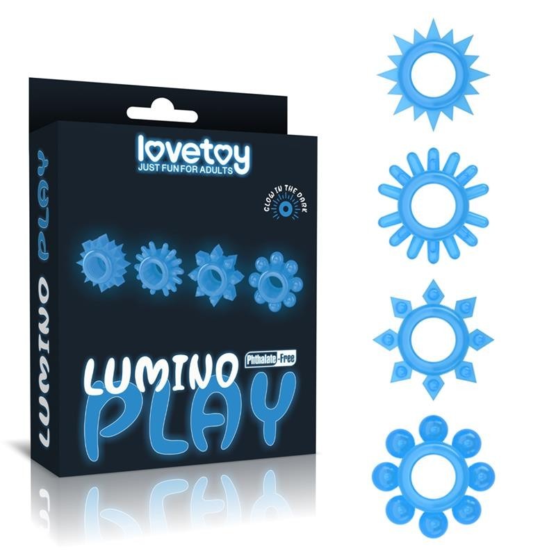 Lumino play Set 4 Anneau pour pénis lumière bleu