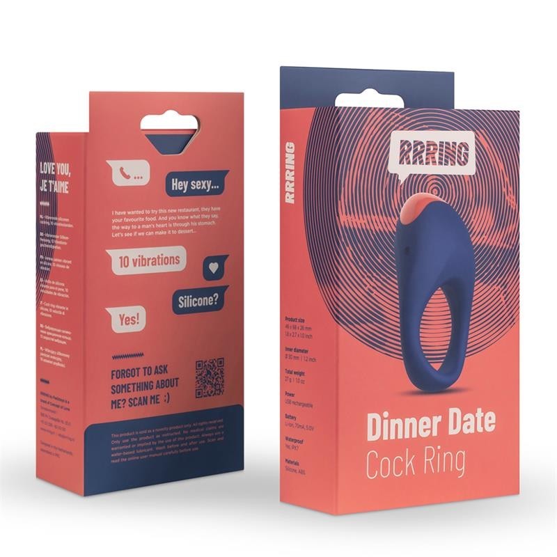 Rring Dinner Date Anneau à pénis vibrant USB Silicone