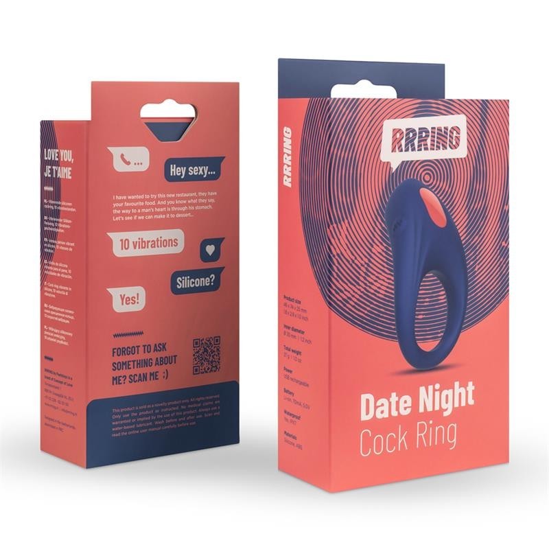 Rring Date Night Anneau à pénis vibrant USB silicone