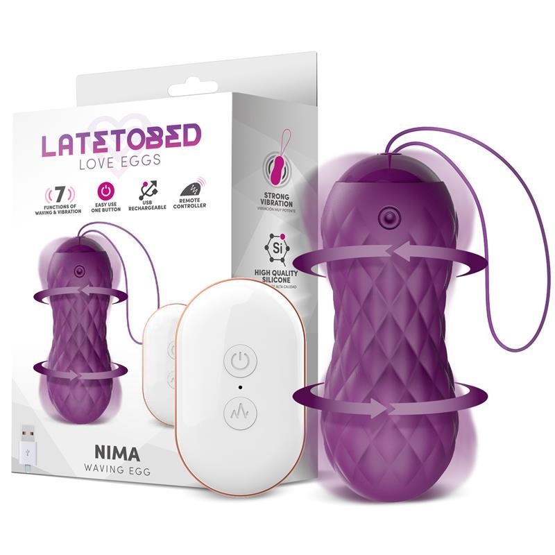 Nima oeuf vibrant avec mouvement Wave télécommande USB Silicone mauve