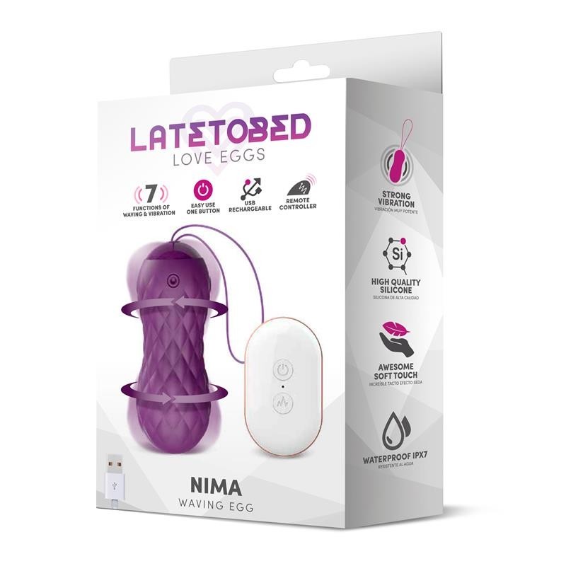 Nima oeuf vibrant avec mouvement Wave télécommande USB Silicone mauve