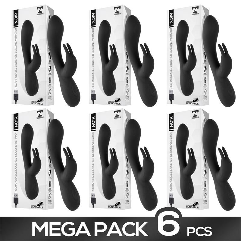 Pack de 6 Noir Vibromasseur silicone liquide Inyectada 2 Moteurs USB