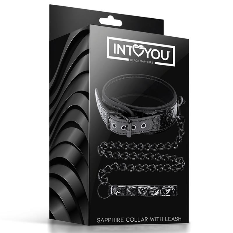 Collier avec laisse Sapphire cuir végan