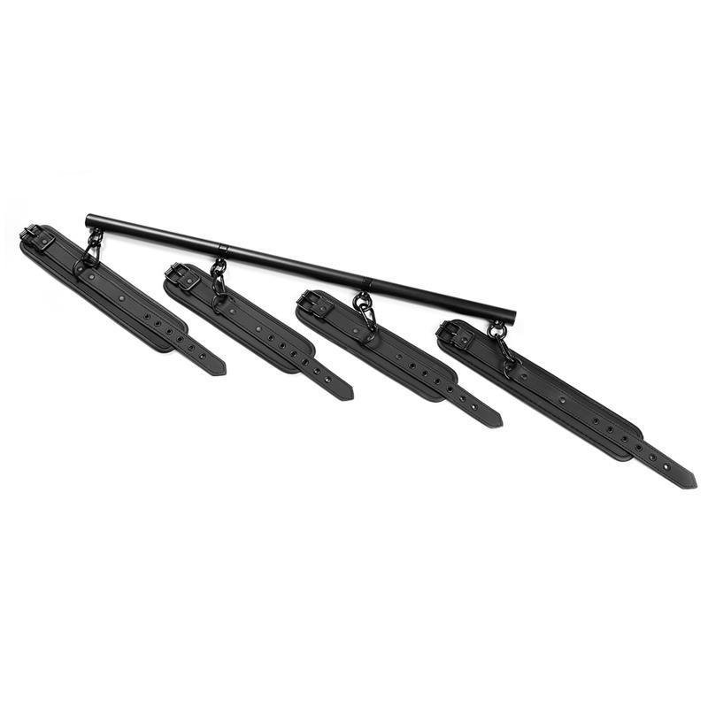 Barre Séparatrice Rigide amovible et 4 menottes amovibles néoprène et cuir végan