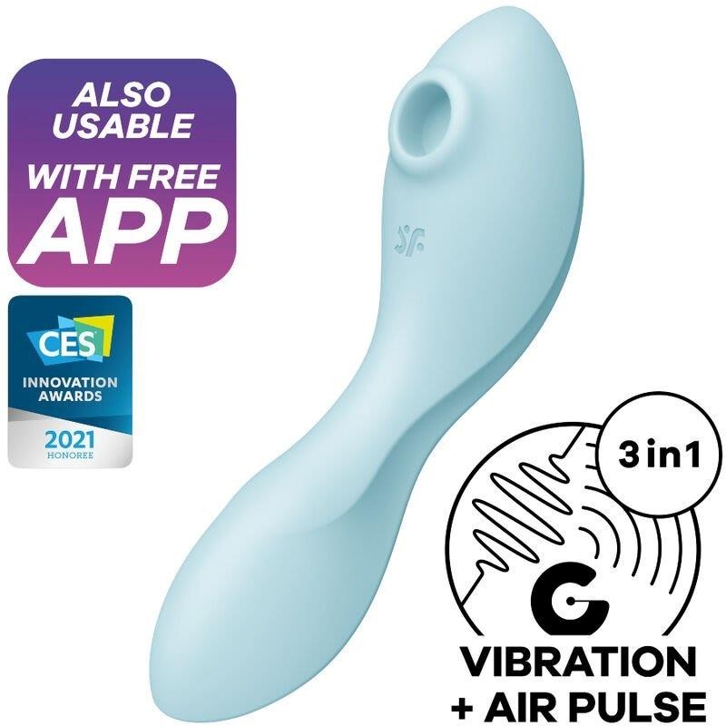 Curvy Trinity 5 avec application Satisfyer Connect Bleu