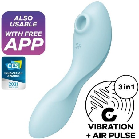 Curvy Trinity 5 avec application Satisfyer Connect Bleu