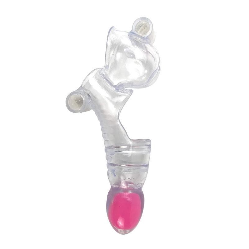 Etui penis et testicules 3 balles vibrantes Transparent