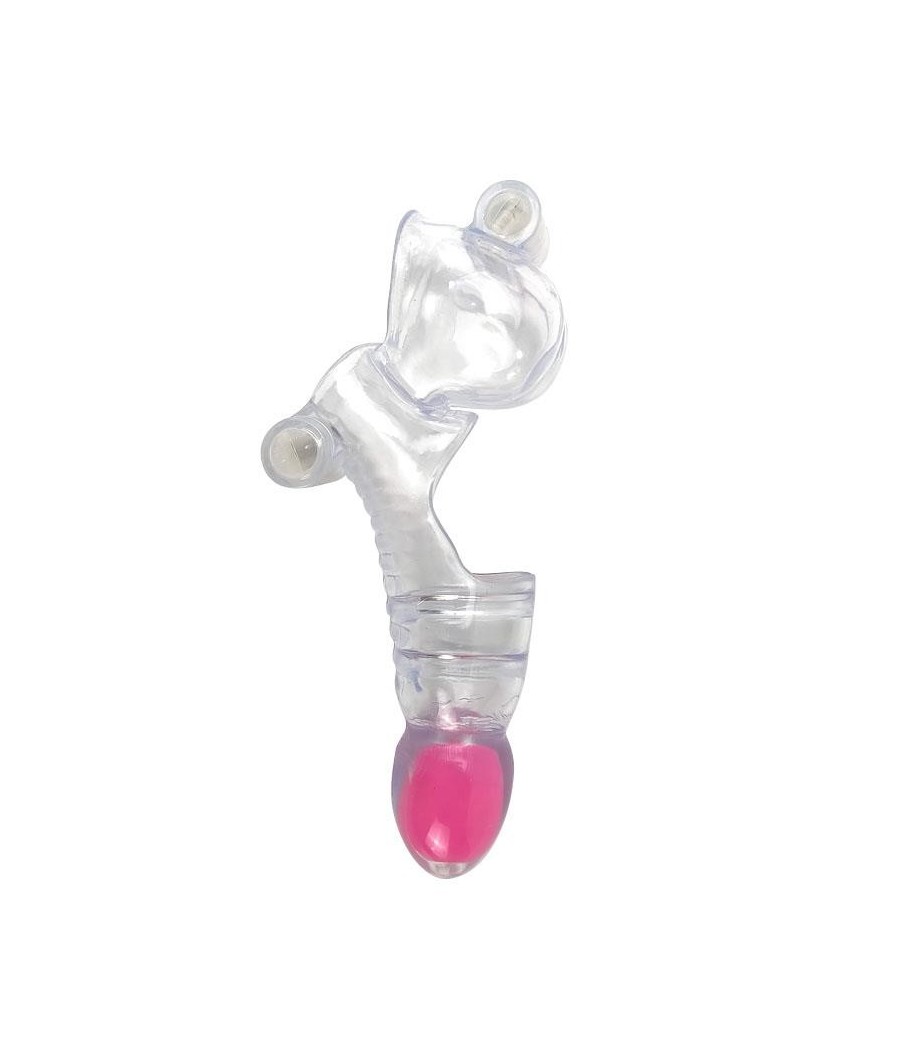 Etui penis et testicules 3 balles vibrantes Transparent