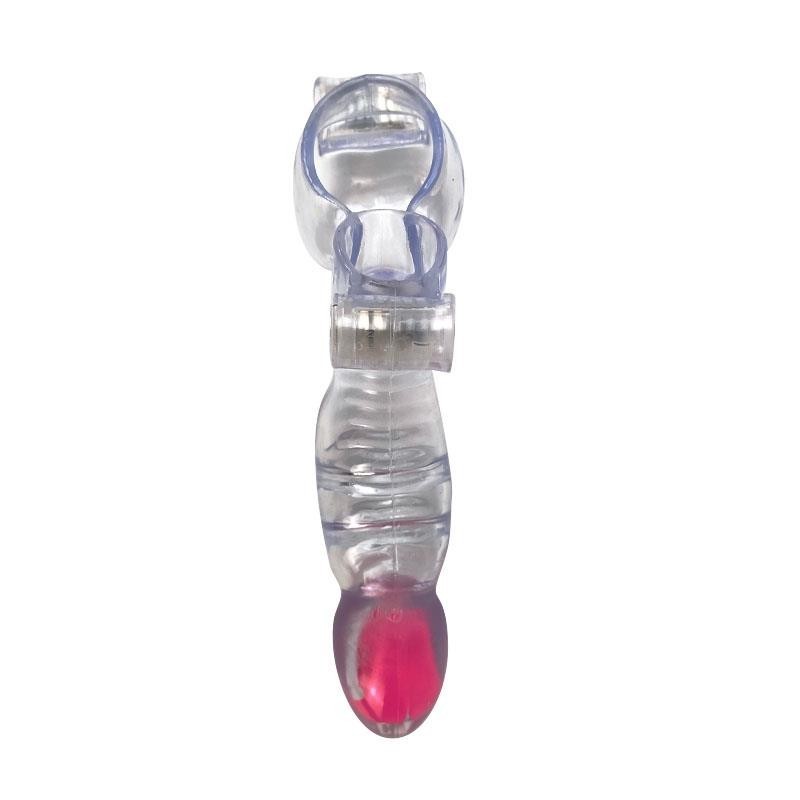 Etui penis et testicules 3 balles vibrantes Transparent