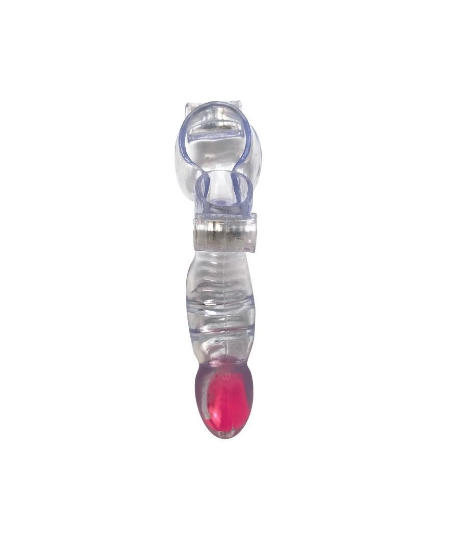 Etui penis et testicules 3 balles vibrantes Transparent