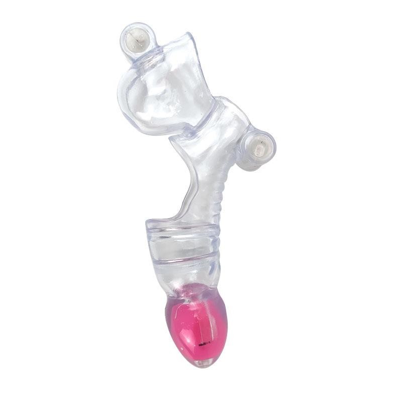 Etui penis et testicules 3 balles vibrantes Transparent