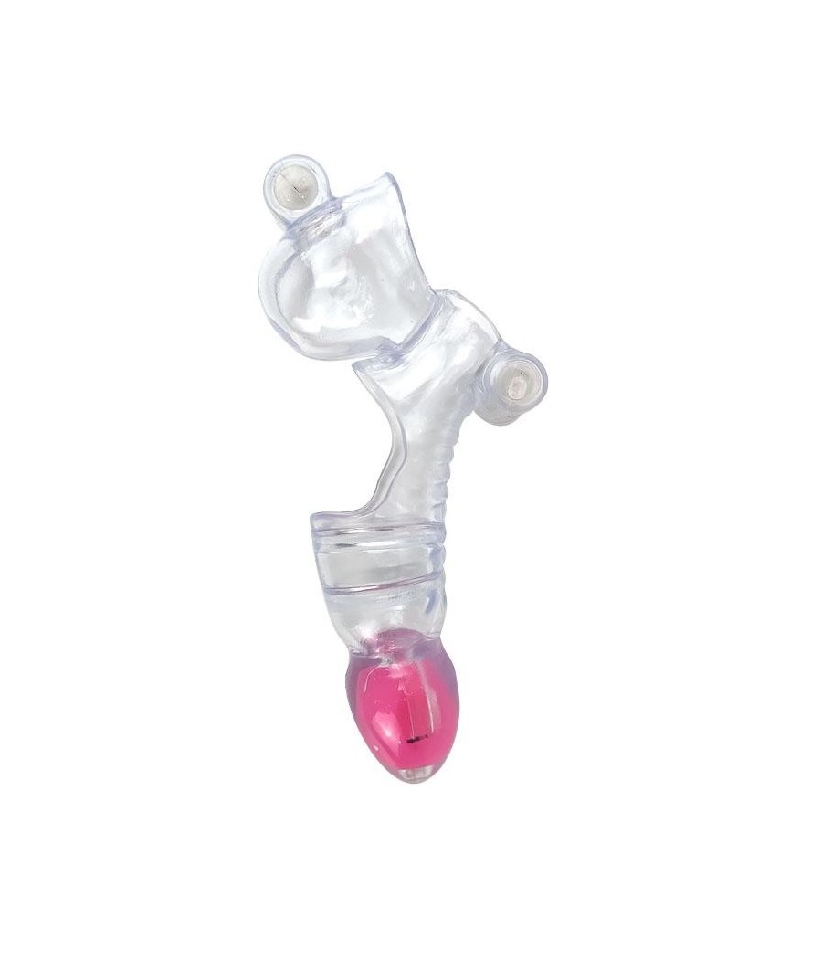 Etui penis et testicules 3 balles vibrantes Transparent