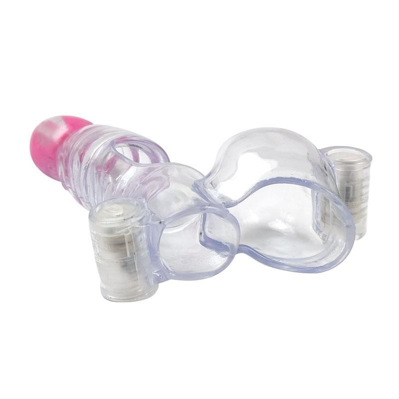 Etui penis et testicules 3 balles vibrantes Transparent