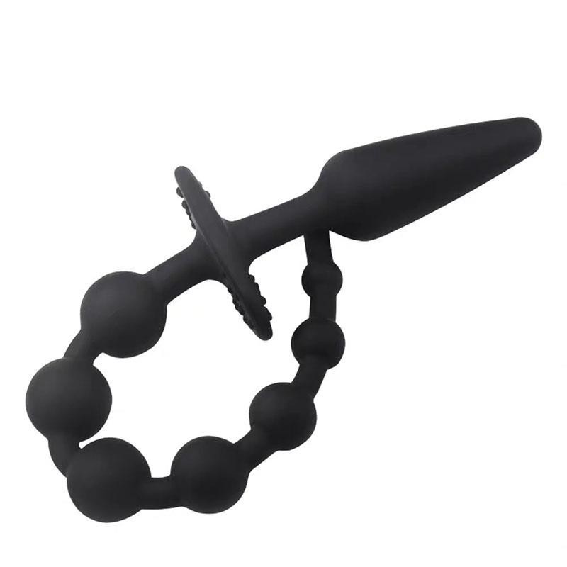Plug Anal avec Chaîne Anale silicone noir