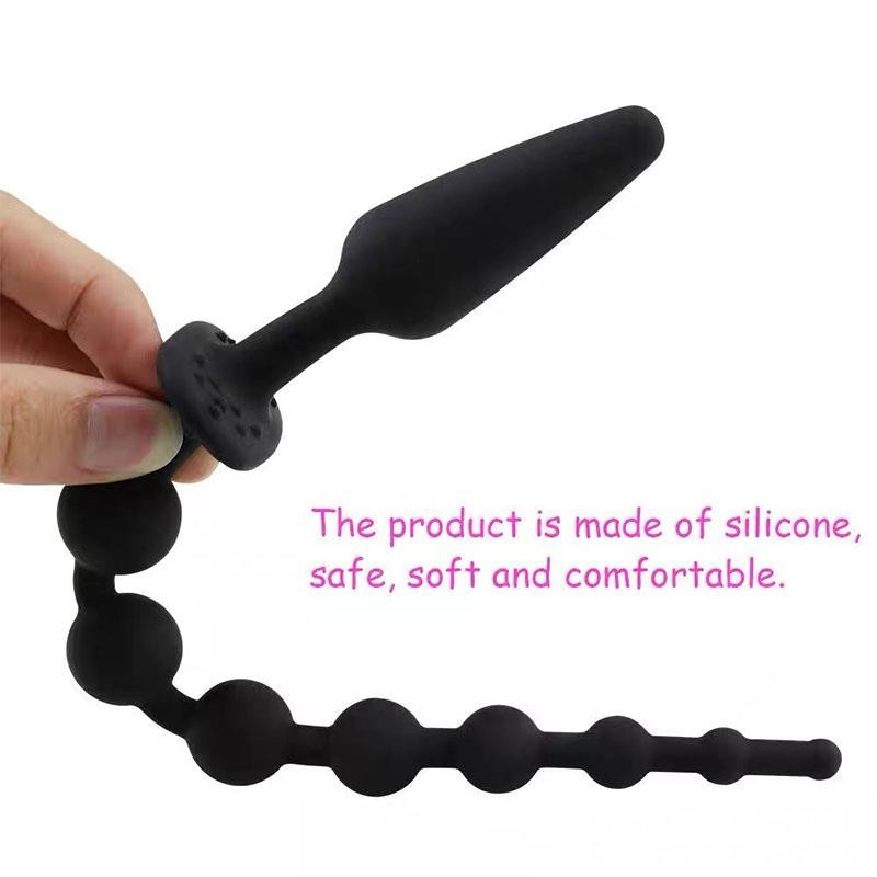Plug Anal avec Chaîne Anale silicone noir