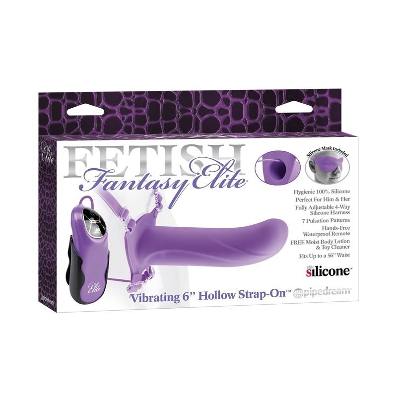 Fetish Fantaset Elite 15 cm harnais avec gode creux Vibromasseur pourpre