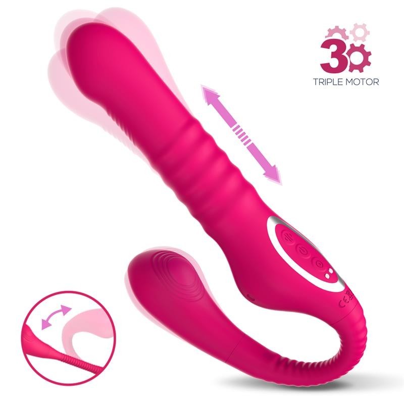No. TwentyThree vibromasseur Double avec Pulsation et Poussée Flexible 180deg