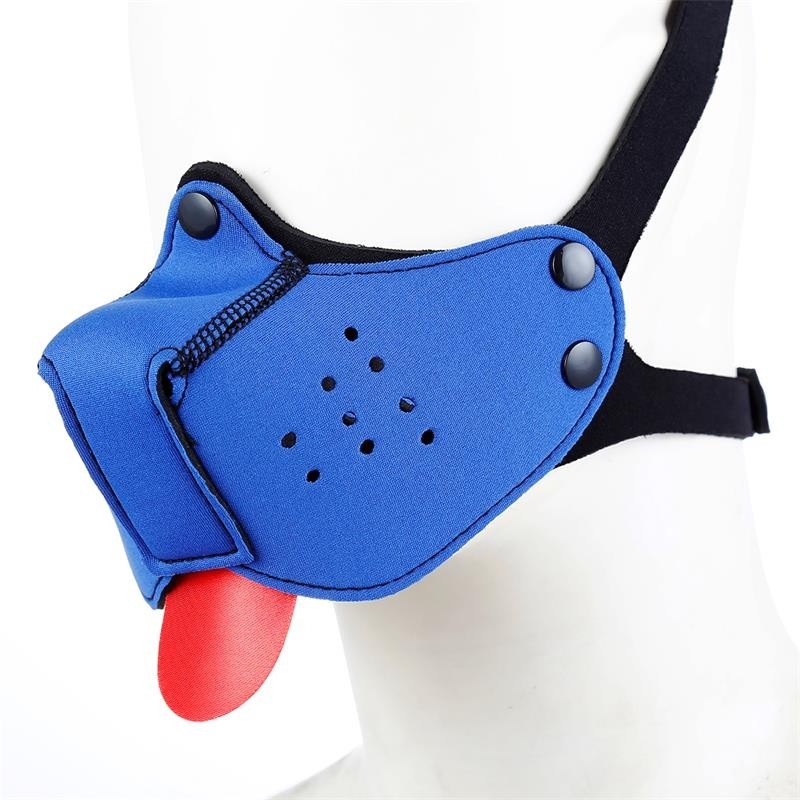 masque gueule de chien néoprène amovible et reglable bleu