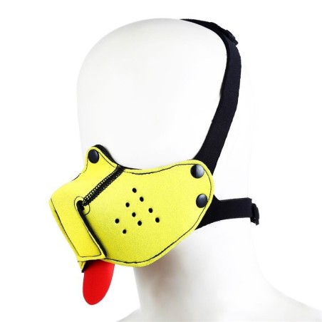 masque gueule de chien néoprène amovible et reglable jaune