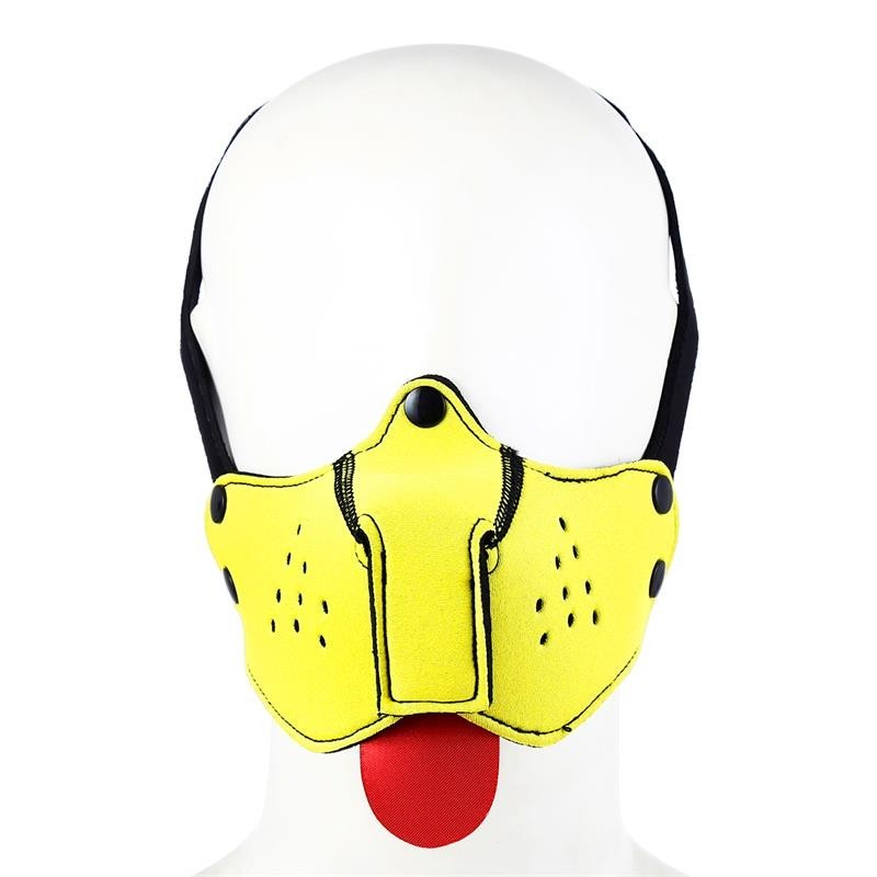 masque gueule de chien néoprène amovible et reglable jaune
