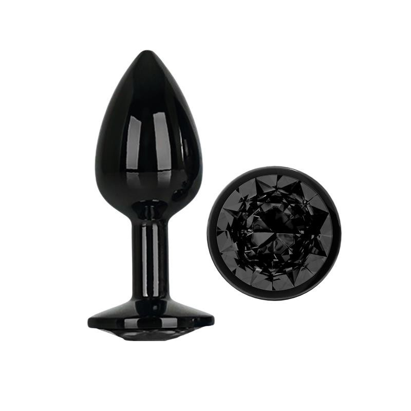 Blackgem Plug Anal Métallique avec pierre taille S noir