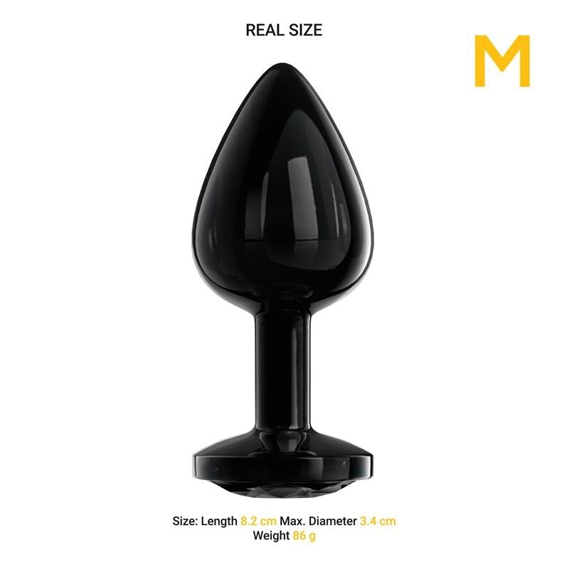 Blackgem Plug Anal Métallique avec pierre couleur noir Taille M