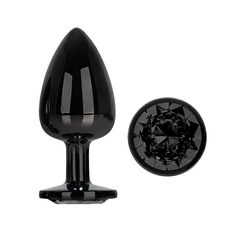Blackgem Plug Anal Métallique avec pierre noir taille L