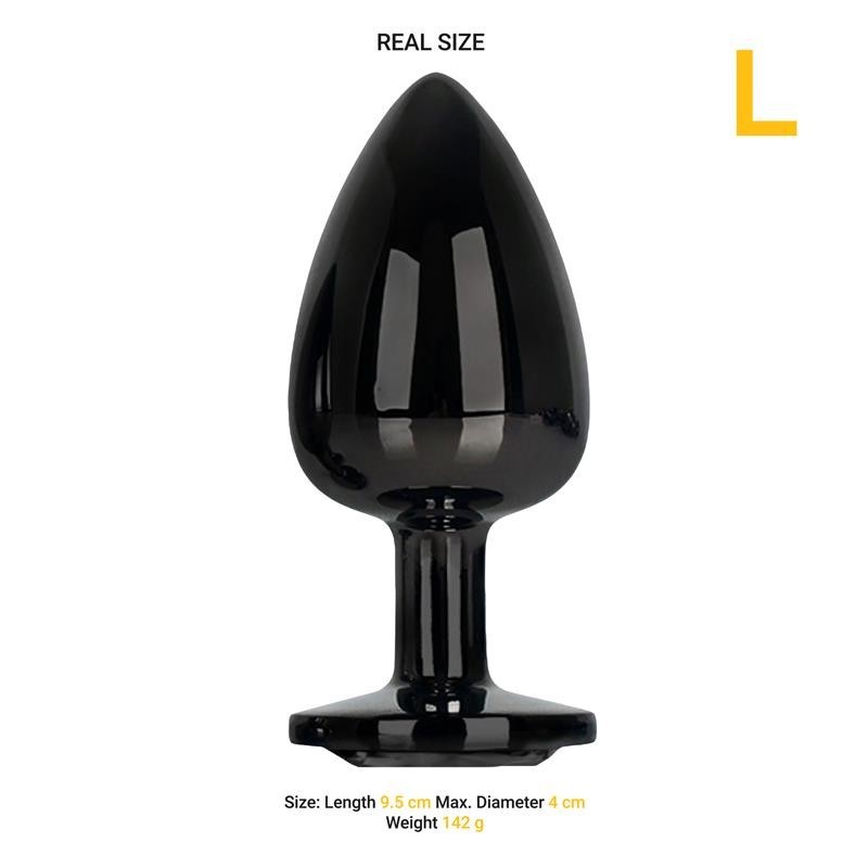 Blackgem Plug Anal Métallique avec pierre noir taille L