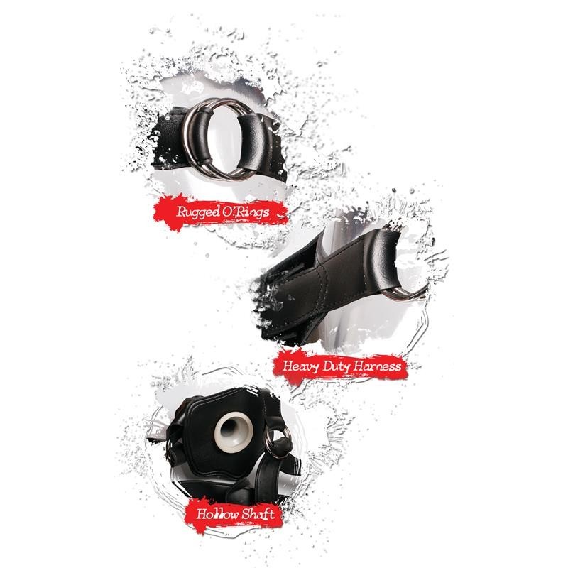 harnais avec Gode creux 30,5 cm Noir