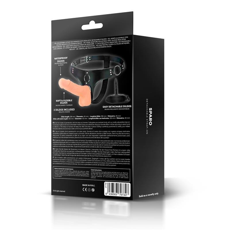 Spanneau harnais avec 2 godes réalistes amovibles