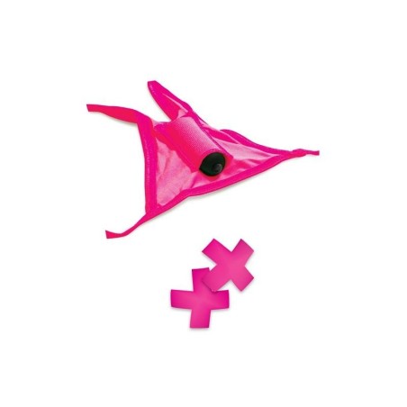 Ensemble néon culotte vibrantes sans bretelles et nipples Couleur Rose