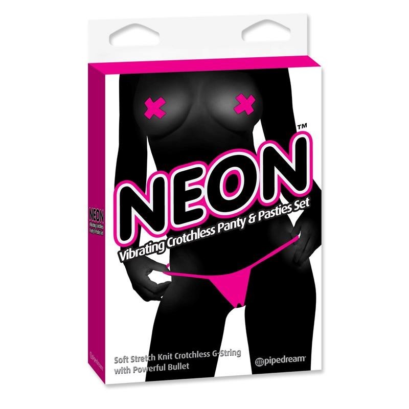 Ensemble néon culotte vibrantes sans bretelles et nipples Couleur Rose