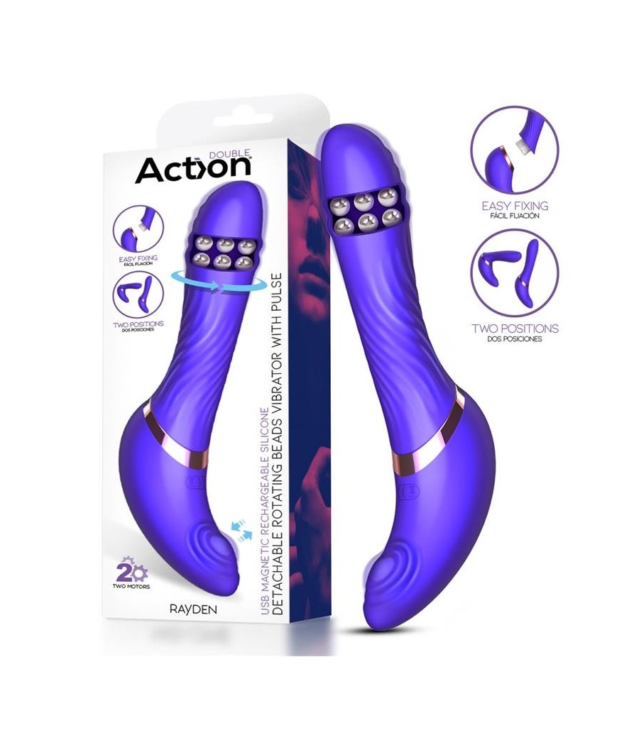 Rayden vibromasseur avec Pulsation et boules Internes amovibles Dos Positions