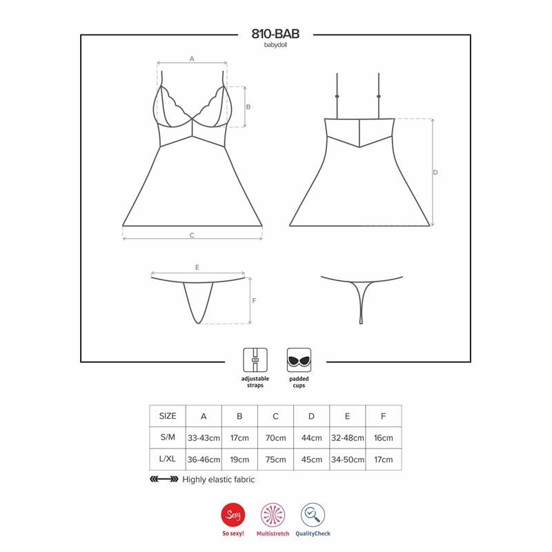810-BAB-1 nuisette et Tanga Couleur Noir
