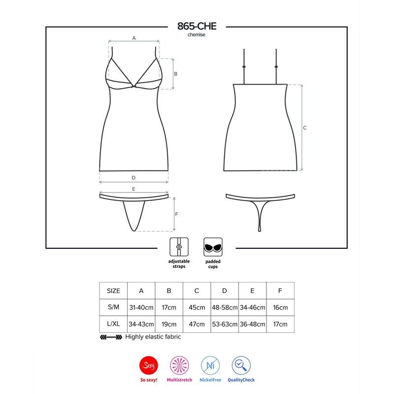 865-CHE-1 nuisette et Tanga Noir