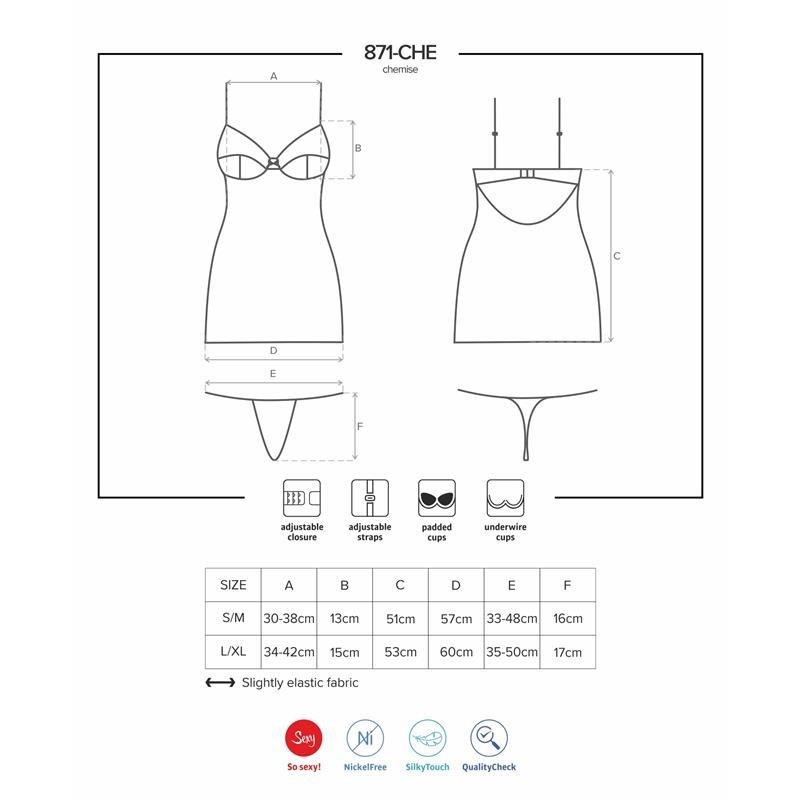 871-CHE-2 nuisette et Tanga Couleur Blanc