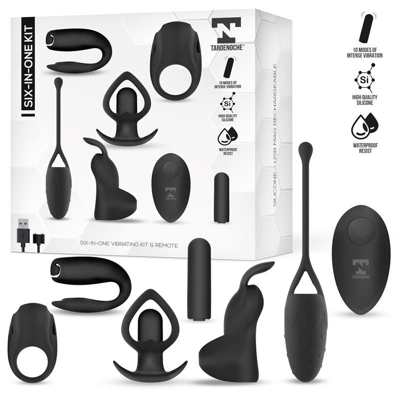 Kit Six-En-Un de balle vibrante et 5 Accessoires en silicone