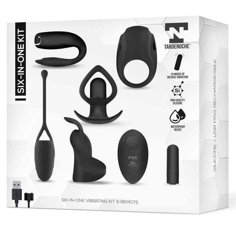 Kit Six-En-Un de balle vibrante et 5 Accessoires en silicone