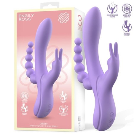 Lindsaet vibromasseur avec Chaîne Anale Silicone Liquide Unibody Flexible 2 Moteurs
