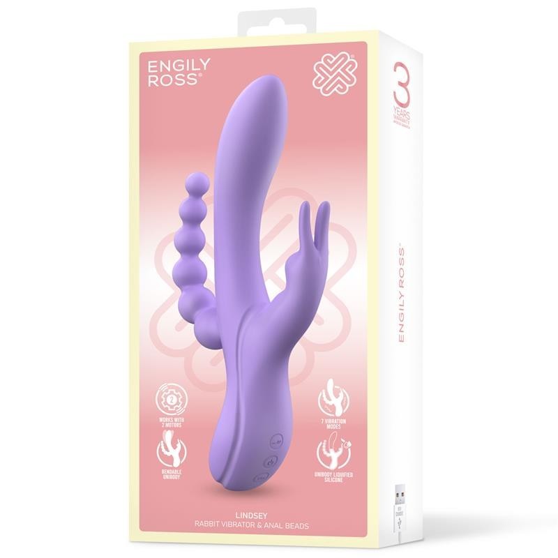 Lindsaet vibromasseur avec Chaîne Anale Silicone Liquide Unibody Flexible 2 Moteurs