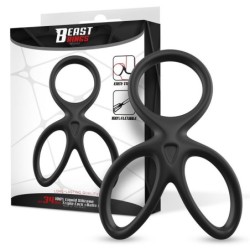 Anneau Triple pénis et testicules silicone liquide Flexible