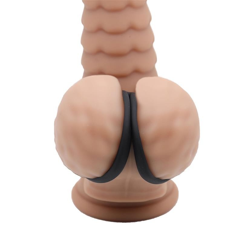 Anneau Triple pénis et testicules silicone liquide Flexible