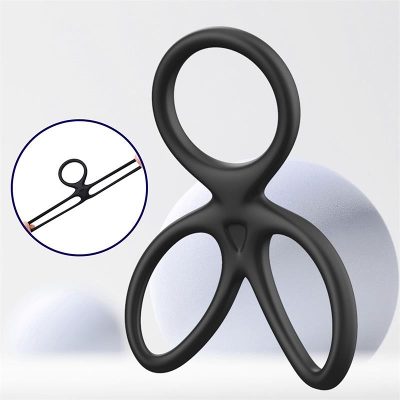 Anneau Triple pénis et testicules silicone liquide Flexible