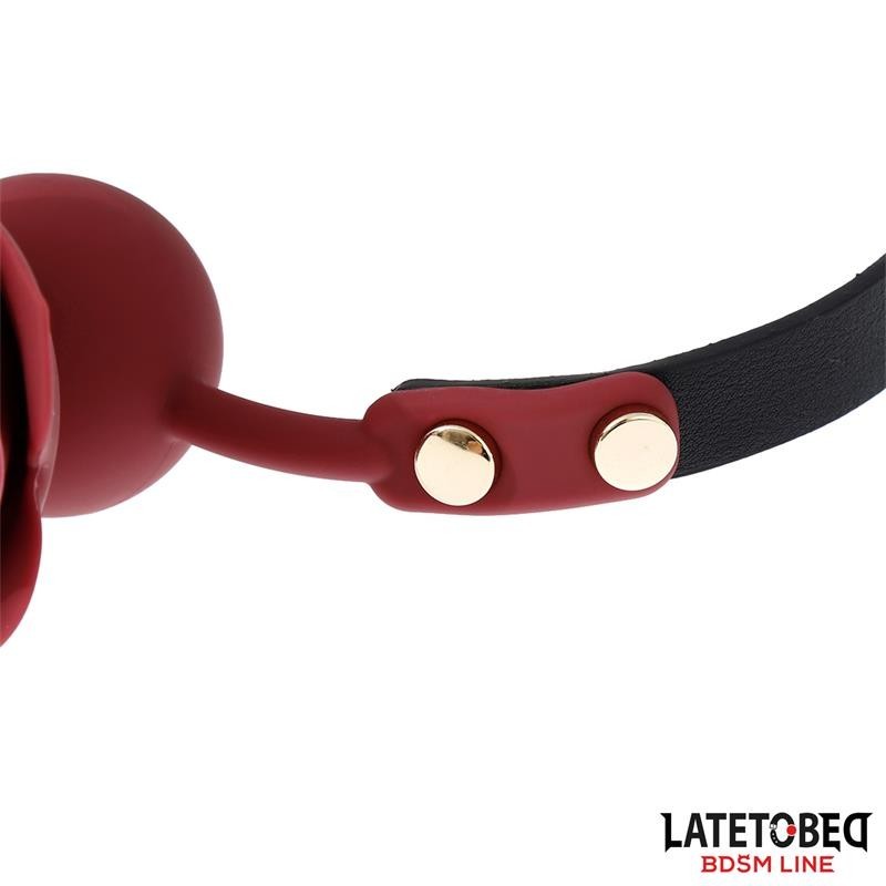 baillon boule silicone Transpitable ornement rose reglable 47-56 cm