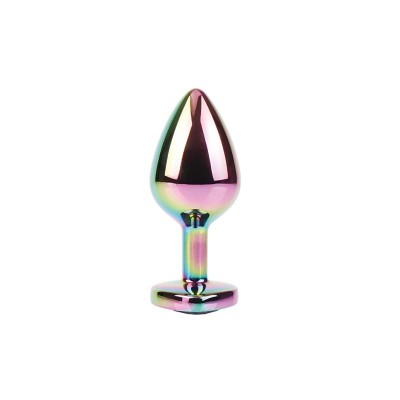 Rainbow Heart Plug Anal multicouleure avec pierre taille M