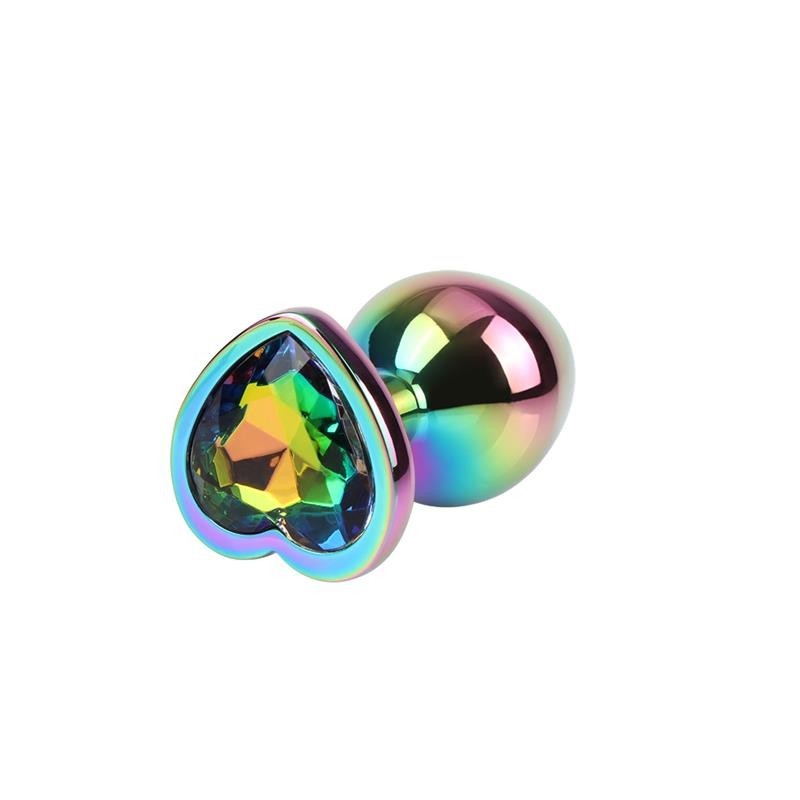 Rainbow Heart Plug Anal multicouleure avec pierre taille M